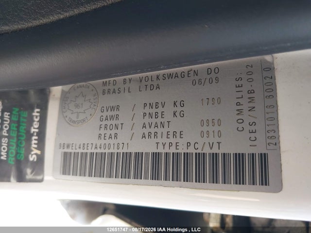 2010 Volkswagen Golf City 2.0l მანქანა იყიდება აუქციონზე, vin: 9BWEL4BE7A4001871, აუქციონის ნომერი: 12651747