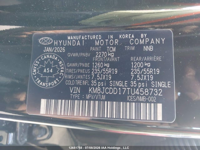 Продажа на аукционе авто 2026 Hyundai Tucson, vin: KM8JCDD17TU458732, номер лота: 12651758