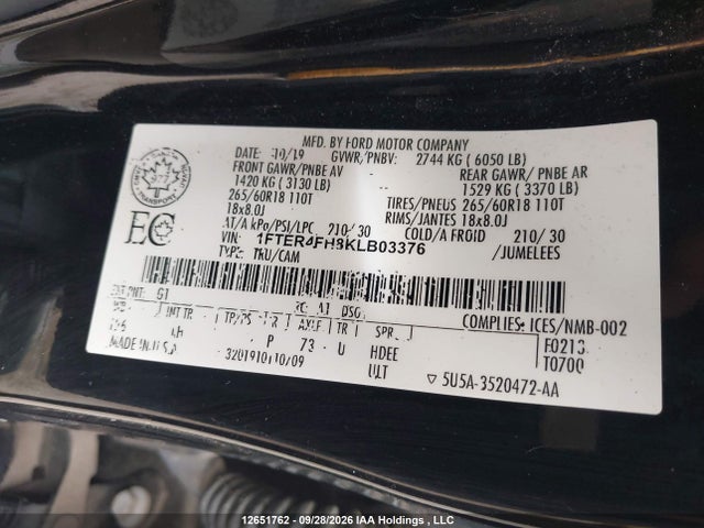 Ford Ranger Xlt 2019 1FTER4FH8KLB03376 Image 20