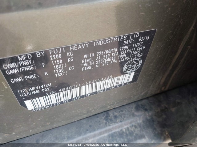 Subaru Outback 3.6r Limited 2015 4S4BSFLC5F3294235 Image 18
