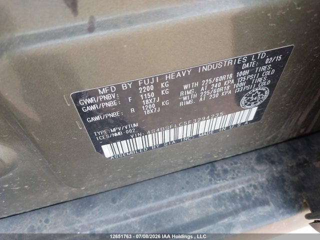 Subaru Outback 3.6r Limited 2015 4S4BSFLC5F3294235 Image 9