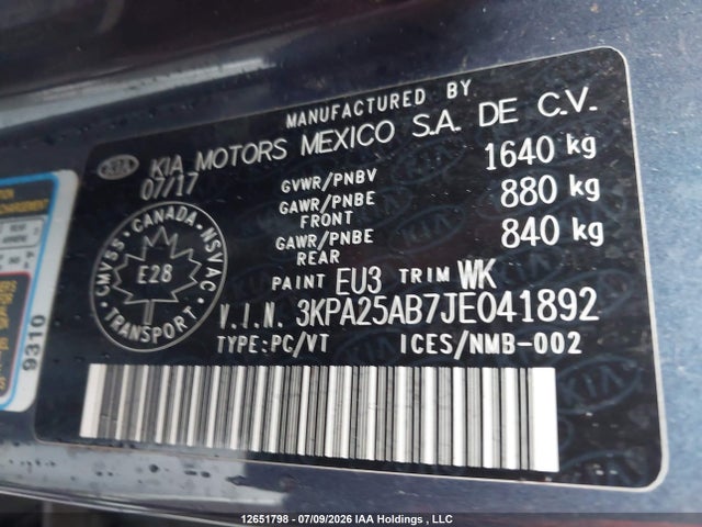 KIA Rio Lx/lx+ 2018 3KPA25AB7JE041892 Image 9