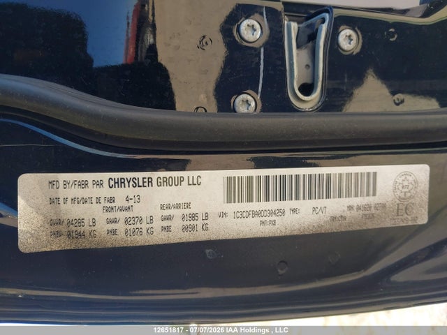 12651817 :رقم المزاد ، 1C3CDFBA0DD304250 vin ، 2013 Dodge Dart Sxt مزاد بيع