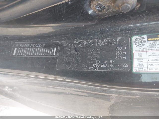 12651829 :رقم المزاد ، KNAFW6A37B5322559 vin ، 2011 Kia Forte Koup مزاد بيع