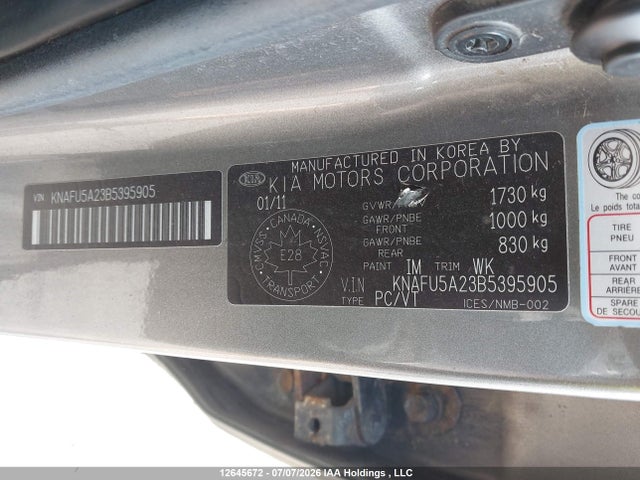 2011 Kia Forte5 2.0l Ex მანქანა იყიდება აუქციონზე, vin: KNAFU5A23B5395905, აუქციონის ნომერი: 12645672