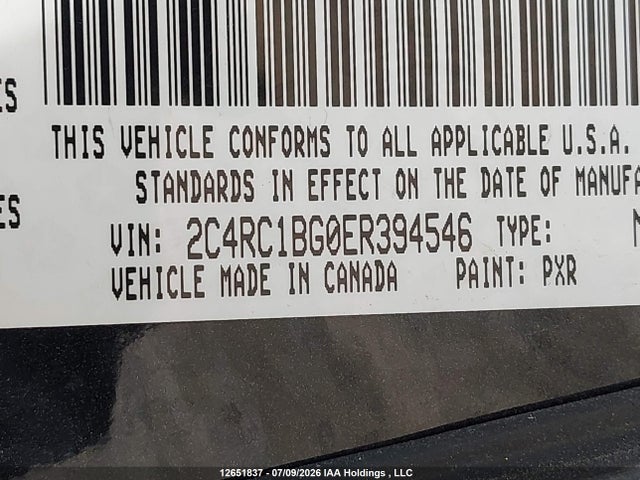 2014 Chrysler Town & Country Touring მანქანა იყიდება აუქციონზე, vin: 2C4RC1BG0ER394546, აუქციონის ნომერი: 12651837