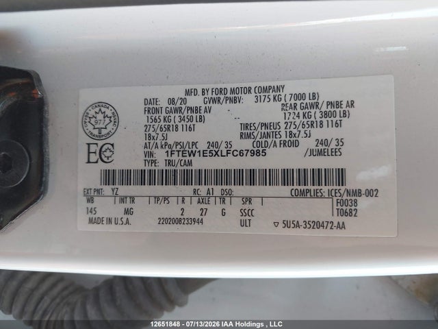 Ford F-150 Xlt 2020 1FTEW1E5XLFC67985 Image 17