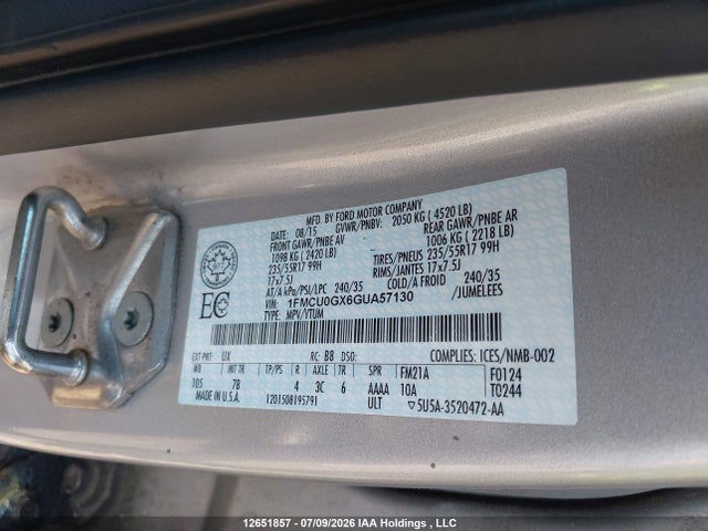 Ford ESCAPE SE 2016 1FMCU0GX6GUA57130 Image 20