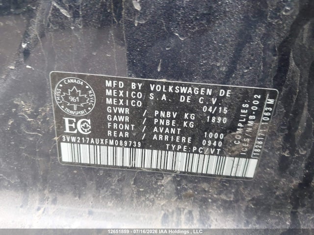 Volkswagen Golf 2015 3VW217AUXFM089739 Image 9