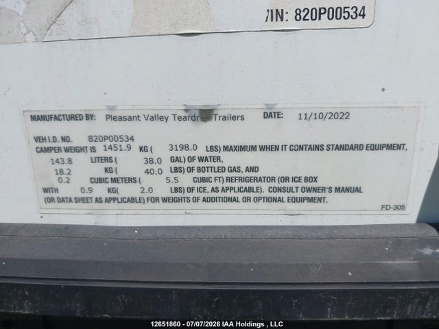 2023 Trailer Cirrus 820 Cirrus 820 მანქანა იყიდება აუქციონზე, vin: 820P00534, აუქციონის ნომერი: 12651860