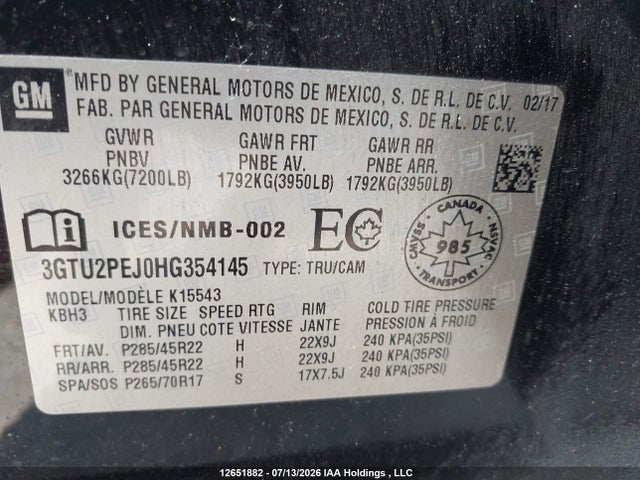 3GTU2PEJ0HG354145 GMC SIERRA 1500