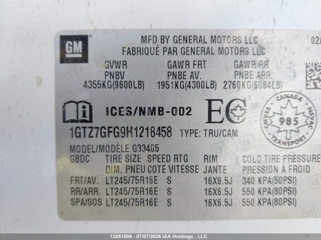1GTZ7GFG9H1218458 GMC Savana G3500