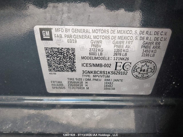 3GNKBCRS1KS629102 Chevrolet BLAZER 2LT