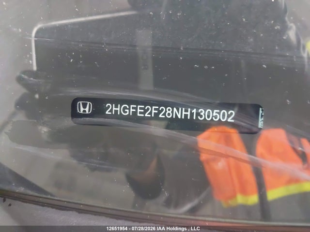2022 Honda Civic Lx მანქანა იყიდება აუქციონზე, vin: 2HGFE2F28NH130502, აუქციონის ნომერი: 12651954