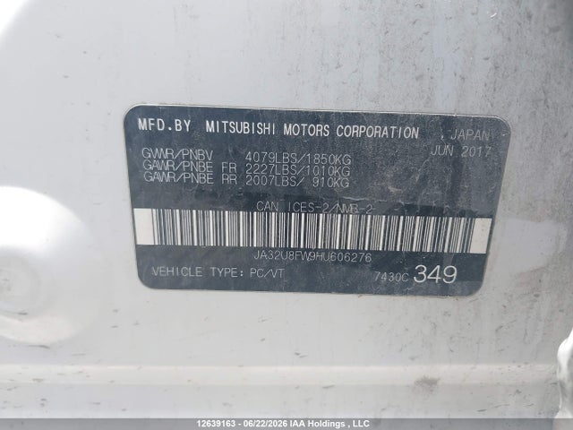 Aukcja sprzedaży 2017 Mitsubishi Lancer Gts, vin: JA32U8FW9HU606276, numer aukcji: 12639163