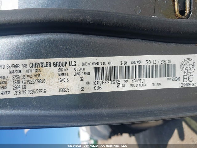 2010 Dodge Journey Se მანქანა იყიდება აუქციონზე, vin: 3D4PG4FB7AT192728, აუქციონის ნომერი: 12651962