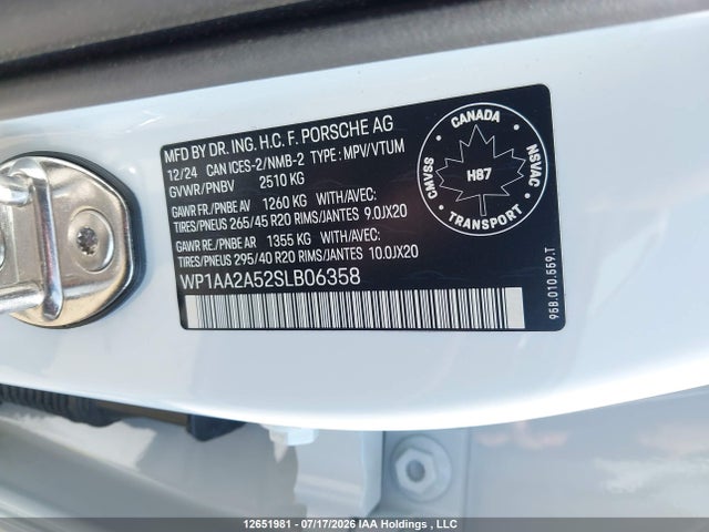 Porsche Macan T 2025 WP1AA2A52SLB06358 Image 9