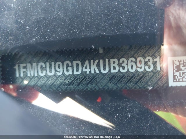 Продажа на аукционе авто 2019 Ford Escape Se, vin: 1FMCU9GD4KUB36931, номер лота: 12652000