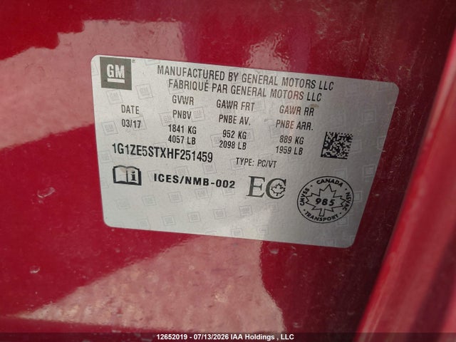 Chevrolet MALIBU 1LT 2017 1G1ZE5STXHF251459 Image 17