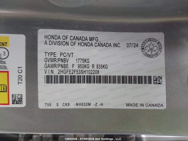 Honda Civic 2025 2HGFE2F53SH102208 Image 9