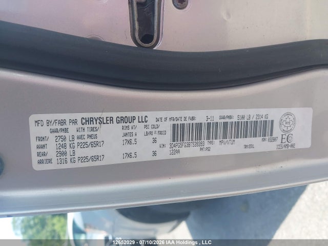 Продаж на аукціоні авто 2011 Dodge Journey Sxt, vin: 3D4PG5FG3BT539393, номер лоту: 12652029