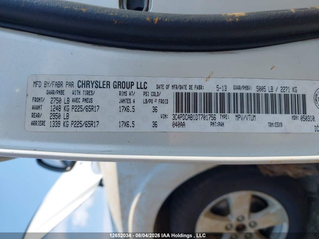 Продаж на аукціоні авто 2013 Dodge Journey Cvp/se Plus, vin: 3C4PDCAB1DT701756, номер лоту: 12652034