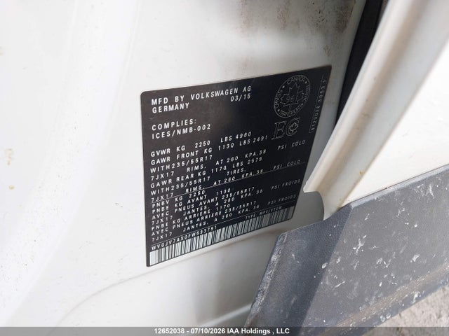 Aukcja sprzedaży 2015 Volkswagen Tiguan, vin: WVGJV7AX0FW593791, numer aukcji: 12652038