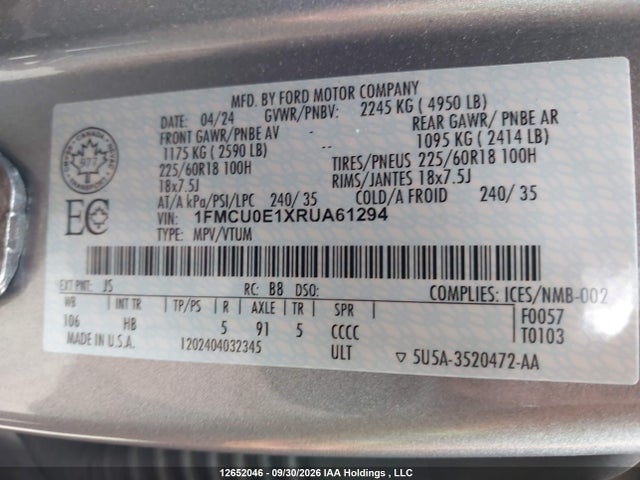 Ford Escape Phev 2024 1FMCU0E1XRUA61294 Image 9