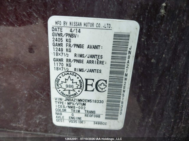 Nissan Murano 2014 JN8AZ1MW2EW518330 Image 19