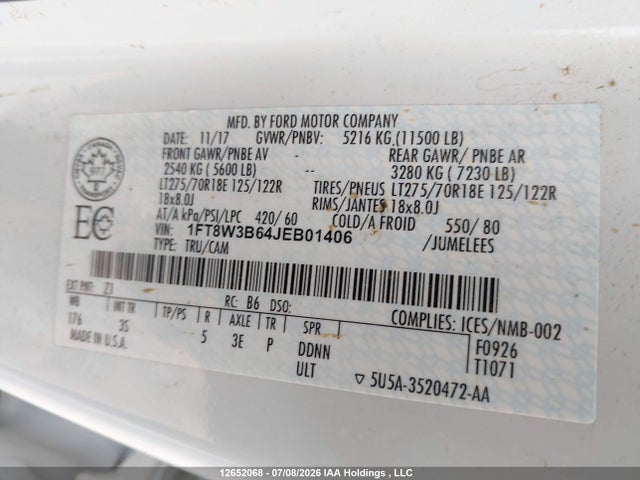 Ford F350 Super Duty 2018 1FT8W3B64JEB01406 Image 18