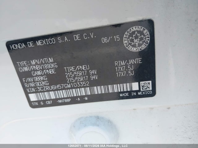 3CZRU6H57GM103352 Honda HR-V EX
