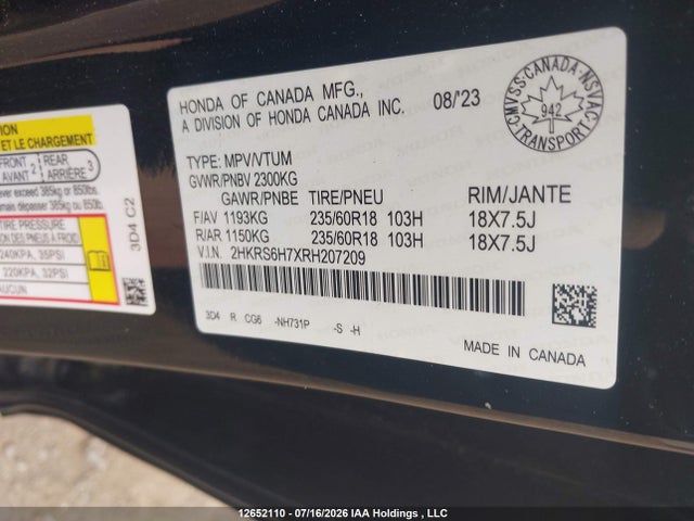 2HKRS6H7XRH207209 Honda CR-V
