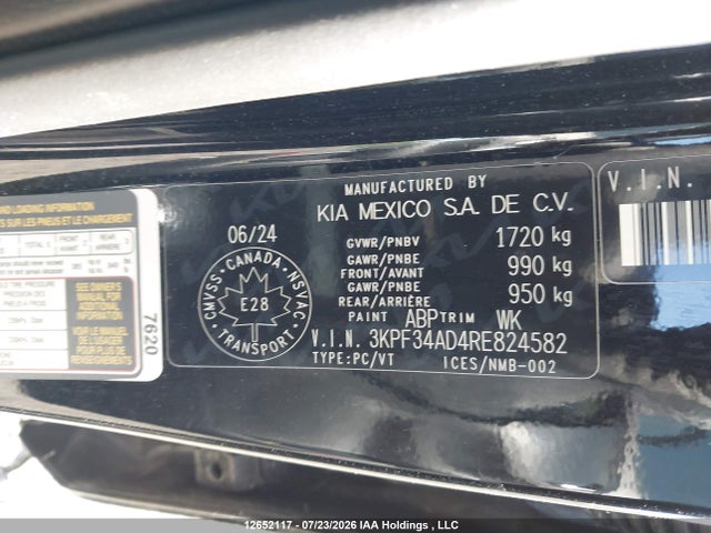 Продаж на аукціоні авто 2024 Kia Forte Ex/ex Premium/ex+/gt-line, vin: 3KPF34AD4RE824582, номер лоту: 12652117