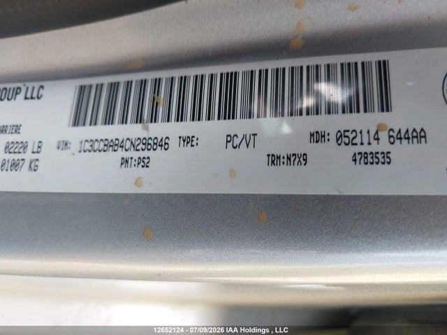 Продаж на аукціоні авто 2012 Chrysler 200, vin: 1C3CCBAB4CN296846, номер лоту: 12652124
