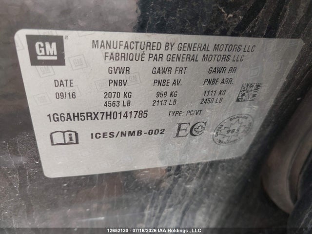1G6AH5RX7H0141785 Cadillac ATS LUXURY