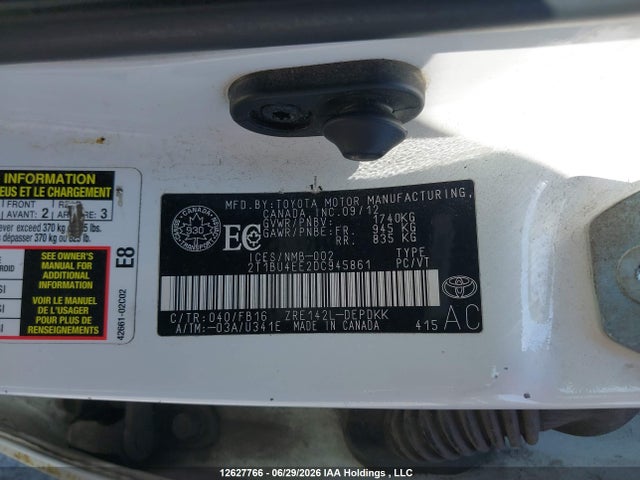 2013 Toyota Corolla Ce მანქანა იყიდება აუქციონზე, vin: 2T1BU4EE2DC945861, აუქციონის ნომერი: 12627766