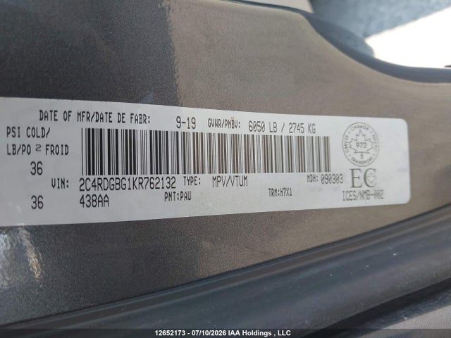 Dodge Grand Caravan Se 2019 2C4RDGBG1KR762132 Image 9