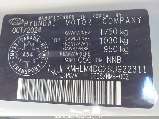 KMHLM4DG2SU922311 Hyundai Elantra Sel Sport