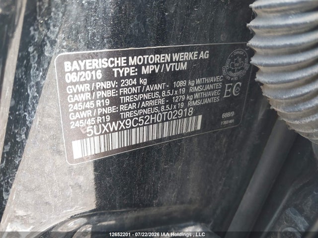 12652201 :رقم المزاد ، 5UXWX9C52H0T02918 vin ، 2017 Bmw X3 Xdrive28i مزاد بيع