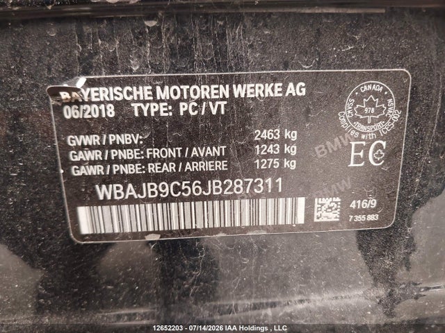 Продажа на аукционе авто 2018 Bmw M550i Xdrive, vin: WBAJB9C56JB287311, номер лота: 12652203