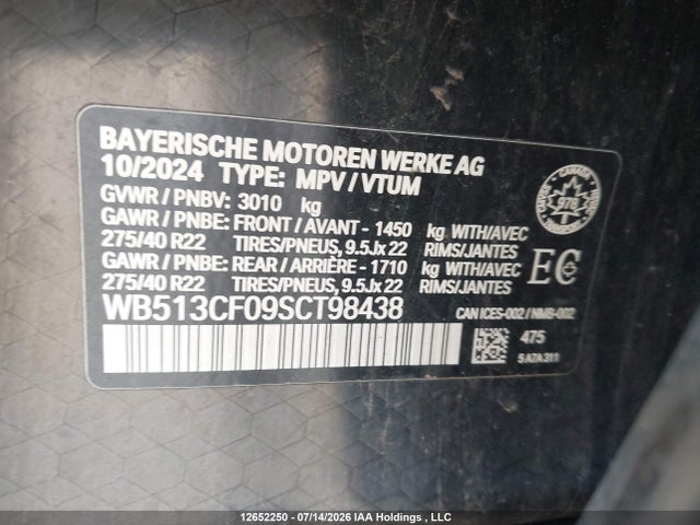 BMW Ix Xdrive40 2025 WB513CF09SCT98438 Image 9