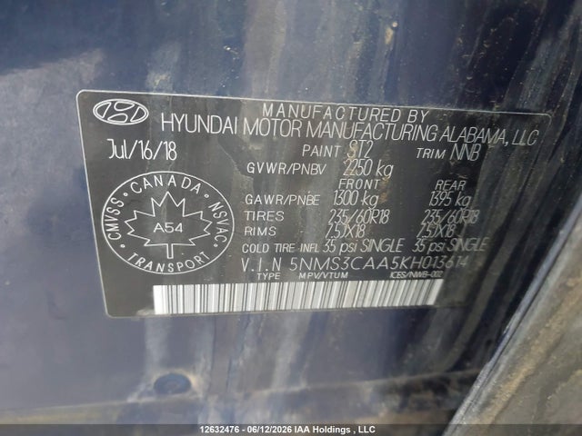 Hyundai Santa Fe Preferred 2.0 2019 5NMS3CAA5KH013614 Image 18