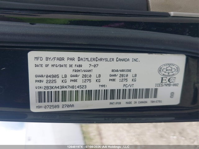 Aukcja sprzedaży 2007 Dodge Charger, vin: 2B3KA43R47H814523, numer aukcji: 12648197
