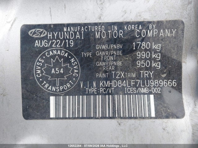 Продаж на аукціоні авто 2020 Hyundai Elantra Sel/value/limited, vin: KMHD84LF7LU989666, номер лоту: 12652284