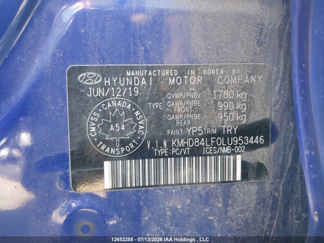Aukcja sprzedaży 2020 Hyundai Elantra Preferred With Sun And Safety Package Auto Ivt, vin: KMHD84LF0LU953446, numer aukcji: 12652288