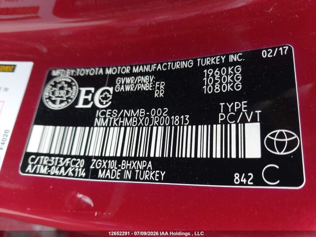 NMTKHMBX0JR001813 Toyota C-HR XLE
