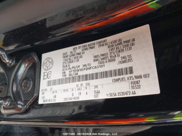 1FTEW1EP2HFC63101 Ford F-150 Lariat