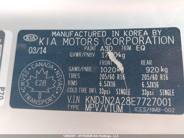 Продажа на аукционе авто 2014 Kia Soul, vin: KNDJN2A28E7727001, номер лота: 12652307