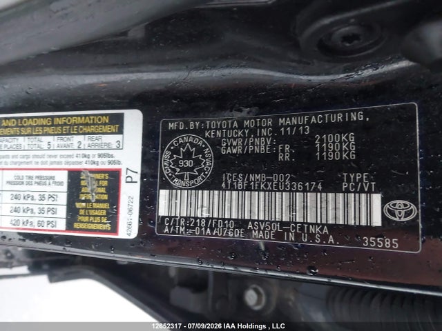 Toyota Camry 2014 4T1BF1FKXEU336174 Image 19