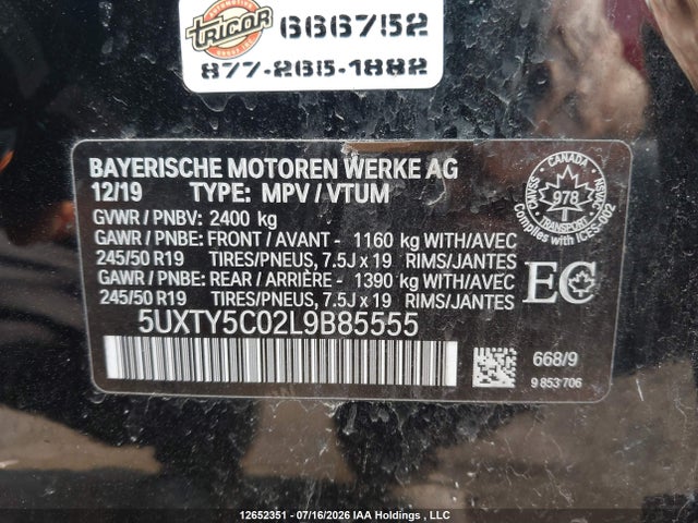 BMW X3 Xdrive30i 2020 5UXTY5C02L9B85555 Image 17